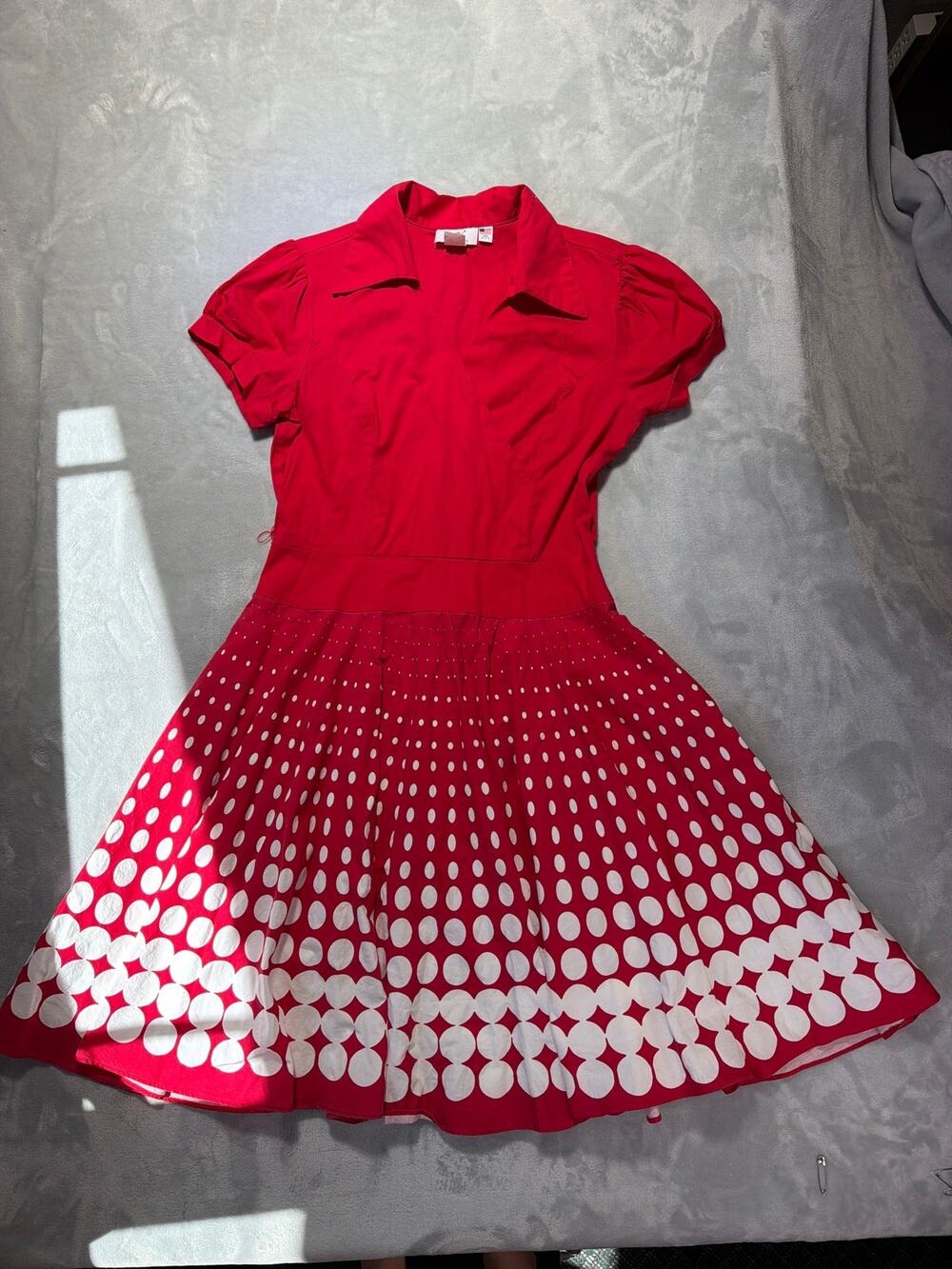 VTG Jody California Red Polka Dot Rockabilly Dress Style 8524-46 Size 11/12